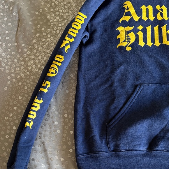 Blue Hoodie with Yellow Lettering/ Gwen Stefani concert hoodie - Picture 2 of 5